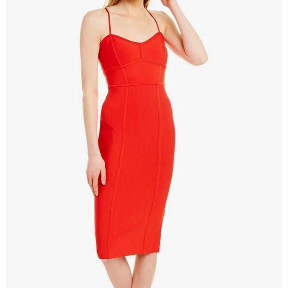 BCBGMaxAzria Women's Strappy Bodycon Dress Red Size M - Picture 3 of 5